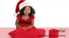  Presentation with christmas girl - Slide set having american girl in christmas dress background and a red colored foreground