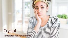  Presentation with african american girl power business - Audience pleasing presentation design consisting of american girl wearing golden queen backdrop and a lemonade colored foreground