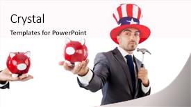  Presentation with native american feather - Beautiful presentation design featuring breaking bank - man with american hat backdrop and a lemonade colored foreground