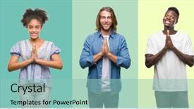  Presentation with chinese american - Presentation design consisting of american hispanic and chinese group background and a mint green colored foreground