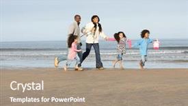  Presentation with black family - Slides featuring american holidays - black family on a beach background and a  colored foreground