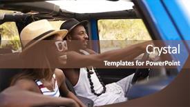  Presentation with driving road - Audience pleasing presentation theme consisting of american holidays - couple driving open top car backdrop and a tawny brown colored foreground