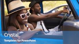  Presentation with driving road - PPT theme enhanced with american holidays - couple driving open top car background and a teal colored foreground