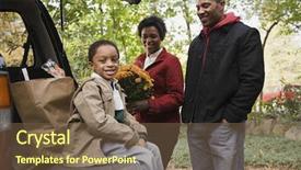  Presentation with family speech - PPT layouts consisting of american holidays - family with car background and a tawny brown colored foreground