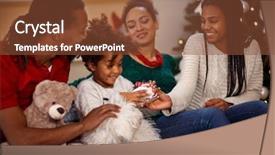  Presentation with christmas gift wrap - PPT layouts featuring american holidays - gift for christmas as surprise background and a  colored foreground