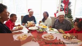  Presentation with generation family farm - PPT theme with american holidays - multi generation family enjoying christmas background and a red colored foreground