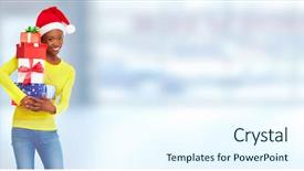  Presentation with christmas hamper gift traditional - Amazing presentation design having american holidays - santa helper christmas girl backdrop and a  colored foreground