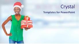  Presentation with christmas gift wrap - Presentation theme with american holidays - santa helper christmas girl background and a sky blue colored foreground