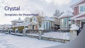  Presentation with american - Presentation theme consisting of american house in winter snow background and a  colored foreground