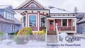 Presentation with old house - Presentation design having american house in winter snow background and a  colored foreground