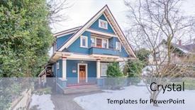  Presentation with old house - Presentation theme consisting of american house in winter snow background and a  colored foreground