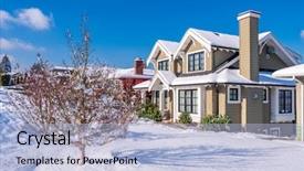  Presentation with snow - Slide deck consisting of american house in winter snow background and a light blue colored foreground