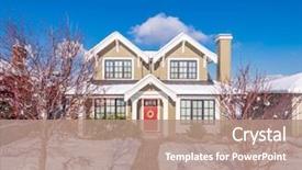  Presentation with american - Presentation design with american house in winter snow background and a  colored foreground