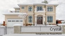  Presentation with veterans forces moving house american - Presentation design consisting of american house in winter snow background and a light gray colored foreground