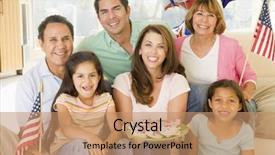  Presentation with living room family - Amazing PPT theme having american independence - family in living room backdrop and a coral colored foreground