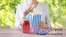  Presentation with summer celebration - Presentation theme with american independence day celebration background and a coral colored foreground