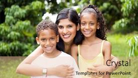  Presentation with happy kids - Beautiful theme featuring american indian - happy latin mother and kids backdrop and a coral colored foreground