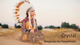  Presentation with indian history - Theme enhanced with american indian woman sitting background and a coral colored foreground