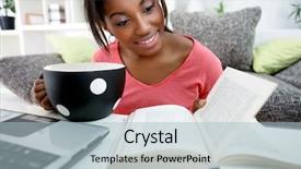  Presentation with american literature - Slides enhanced with american literature - young african student with books background and a light blue colored foreground