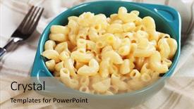  Presentation with macaroni - PPT theme having american mac and cheese macaroni background and a coral colored foreground