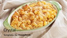  Presentation with mac - Slide set consisting of american mac and cheese macaroni background and a coral colored foreground