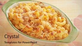  Presentation with pasta sauce - Slide deck enhanced with american mac and cheese macaroni background and a  colored foreground