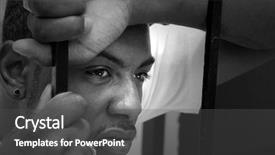  Presentation with african american couples - PPT layouts featuring american male behind iron bars background and a dark gray colored foreground