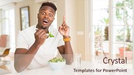  Presentation with salad - Beautiful slides featuring american man eating fresh health backdrop and a lemonade colored foreground