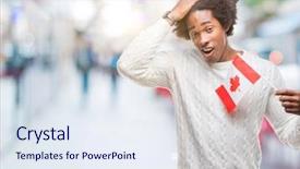  Presentation with canada flag - Theme with american man flag of canada background and a sky blue colored foreground