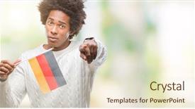  Presentation with 3d figure american flag - Slides enhanced with american man flag of german background and a  colored foreground