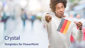  Presentation with american flag - Presentation theme having american man flag of german background and a sky blue colored foreground