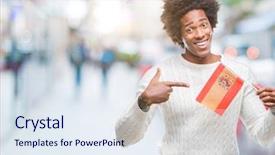  Presentation with grave marker american flag - Slide deck featuring american man flag of spain background and a  colored foreground