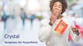  Presentation with american history old flag - Amazing slides having american man flag of spain backdrop and a  colored foreground