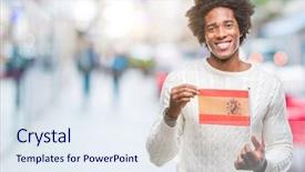  Presentation with american flag - Slides consisting of american man flag of spain background and a sky blue colored foreground