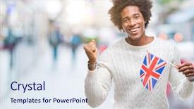  Presentation with unit rates uk flag - Colorful PPT theme enhanced with american man flag of united backdrop and a  colored foreground