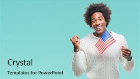  Presentation with america flag - Slides with american man flag of united background and a  colored foreground