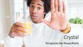  Presentation with african american couples on the mountains - Audience pleasing presentation theme consisting of american man holding and drinking backdrop and a sky blue colored foreground