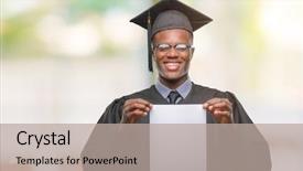  Presentation with african american - PPT layouts enhanced with american man holding blank paper background and a  colored foreground