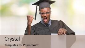  Presentation with populations african american - Audience pleasing slide deck consisting of american man holding blank paper backdrop and a  colored foreground