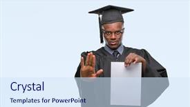  Presentation with african american - Beautiful presentation theme featuring american man holding blank paper backdrop and a  colored foreground