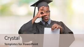  Presentation with african american mothers - PPT theme having american man holding blank paper background and a  colored foreground