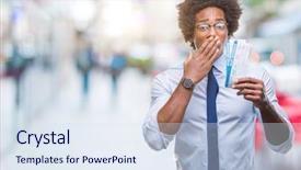  Presentation with afro - PPT theme enhanced with american man holding boarding pass background and a  colored foreground