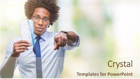  Presentation with american - Theme with american man holding boarding pass background and a lemonade colored foreground