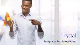  Presentation with american flag - Audience pleasing PPT layouts consisting of american man holding german flag backdrop and a sky blue colored foreground