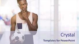  Presentation with american football - Slide deck consisting of american man holding soccer football background and a  colored foreground