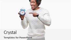  Presentation with vintage clock - Presentation theme with american man holding vintage alarm background and a white colored foreground