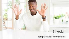  Presentation with african american seniors - Audience pleasing presentation theme consisting of american man on white table backdrop and a  colored foreground