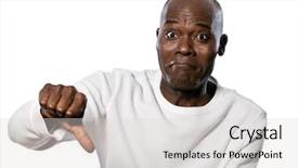  Presentation with american sign language - Slides featuring american man showing thumbs down background and a  colored foreground