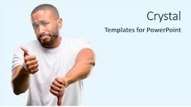  Presentation with african american - Colorful PPT layouts enhanced with american man with beard confuse backdrop and a sky blue colored foreground