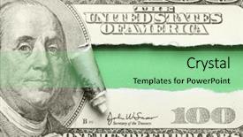  Presentation with space - Amazing PPT layouts having american money - torn hundred dollar bill backdrop and a seafoam green colored foreground